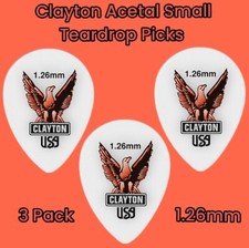 Clayton Acetal Small Teardrop Guitar Picks 1.26mm 3 Picks