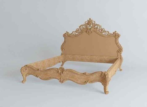 Baroque Bed Royal handmade Wooden Bed, carved with cushion head board - Picture 6 of 6