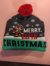 Cute LED Christmas Hat Light Up Christmas Knitted Beanie Holiday Hat Warm Hat US