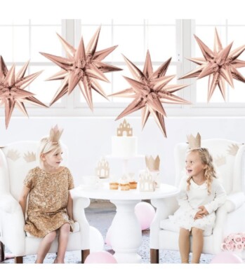 50Pcs Rose Explosion Star Foil Balloons, Starburst Cone Mylar Balloons (Makes 4)