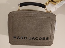 Marc Jacobs The Box LRG Leather Top Handle Bag & Crossbody IRON BROWN ~Dust Bag