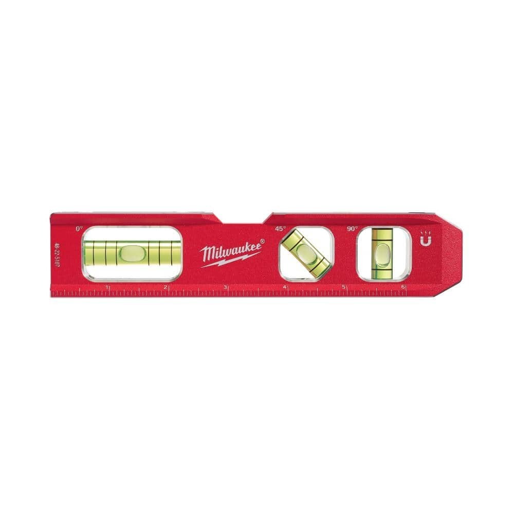 Milwaukee 48-22-5107 Torpedo Level – Red 4 amplified rare earth magnets offer 2X