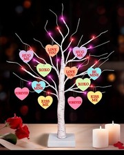 Valentines Day Decoration 24 Inch Valentines Decor Tree Light with 12 Heart Orna