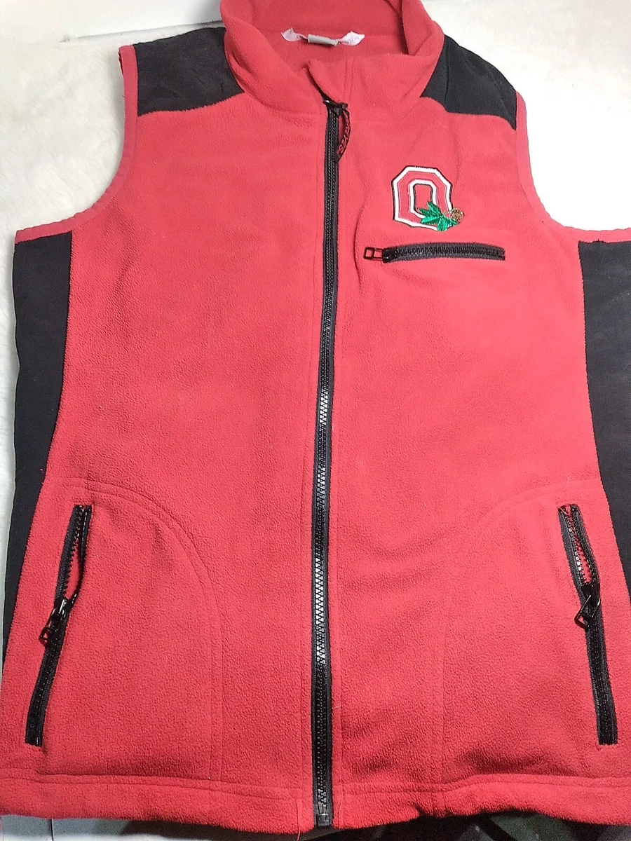 Ohio State Buckeyes Full Zip Vest Red Black Sides Mens Large Womens Medium