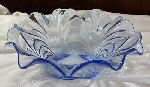 Cambridge Caprice Moonlight Blue Depression Glass Footed Bowl 12” - Picture 2 of 12