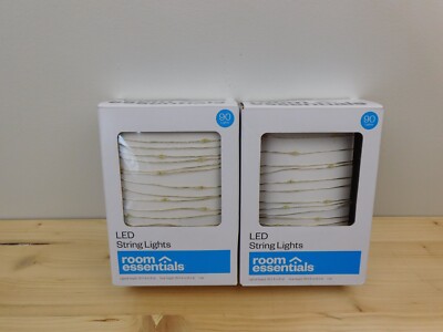 (2) Room Essentials LED Fairy String Lights 90 Lights Battery/USB Operated New | eBay
