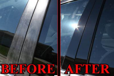 Black Pillar Posts for Kia Spectra (4dr) 05-09 6pc Set Door Trim Cover Kit
