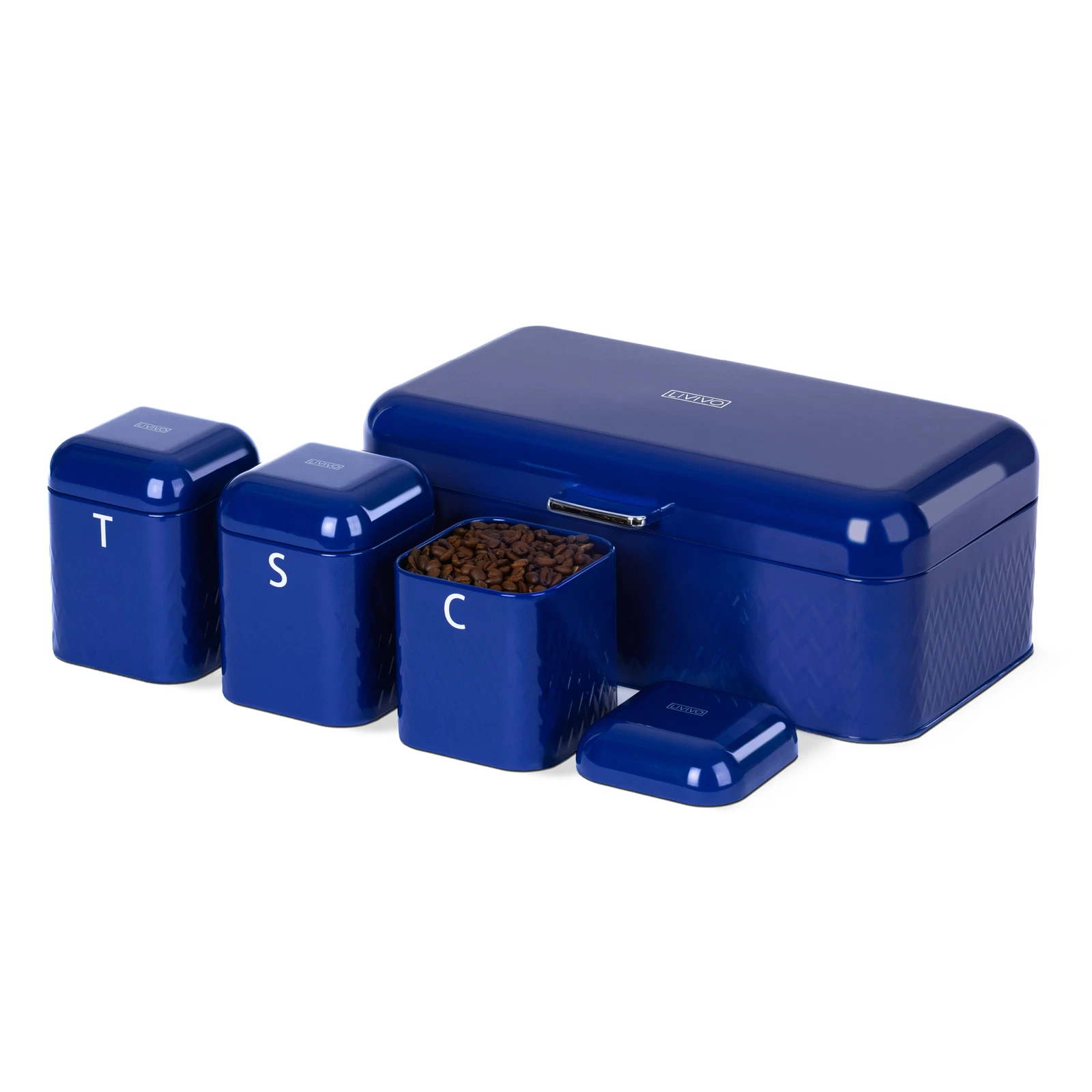 LIVIVO Taurus Bread Bin and Canister Set Navy Kitchen Storage
Opens in a new window or tab