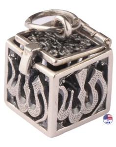 Om Aum 925 Sterling silver pendant Box Sound Syllable Mantra Invocation Hinduism