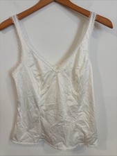 Vintage Adonna Satin Lace Camisole Ivory Nylon Lingerie Top Size 36 Coquette