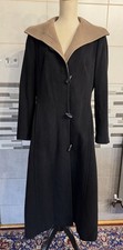 Windsmoor Wool Cashmere Maxi Long Coat Black Camel Longline Toggle Size 10 VEC