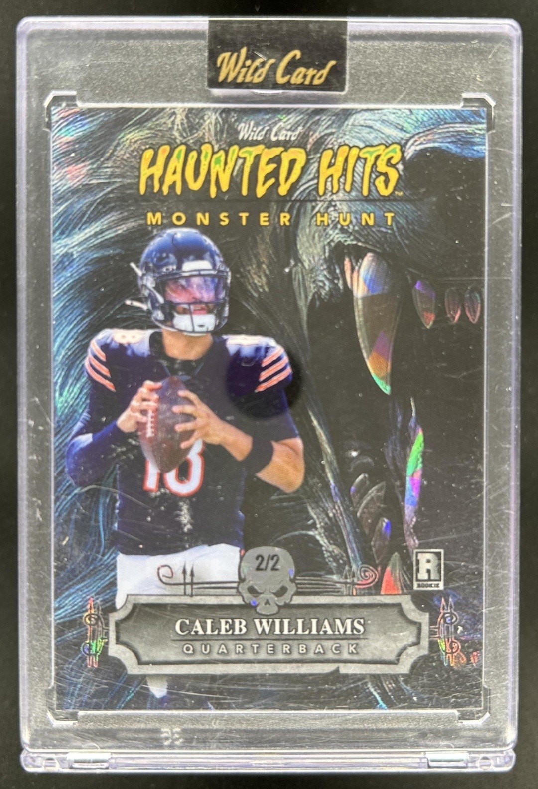 Caleb Williams Wild Card Haunted Hits Monster Hunt Promo Haunted Hits Werewolf #CW Werewolf 2-Rainbow Foil-Pink