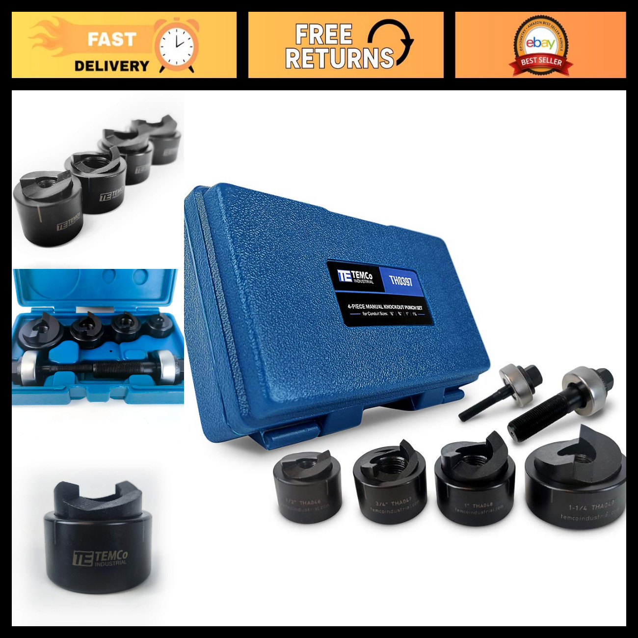 Manual Knockout Punch Driver Kit for ½" to 1-1/4" Electrical Conduit Holes