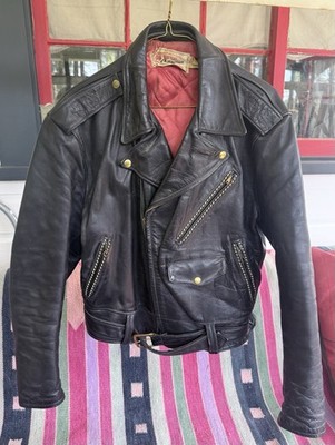 RARE 1950's Leather Motorcycle Jacket Size 40 Hercules All Cowhide Rare Piping