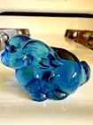 Fenton Glass Rabbit Bunny Mini Miniature Blue 2" Ex Condition - Very Cute