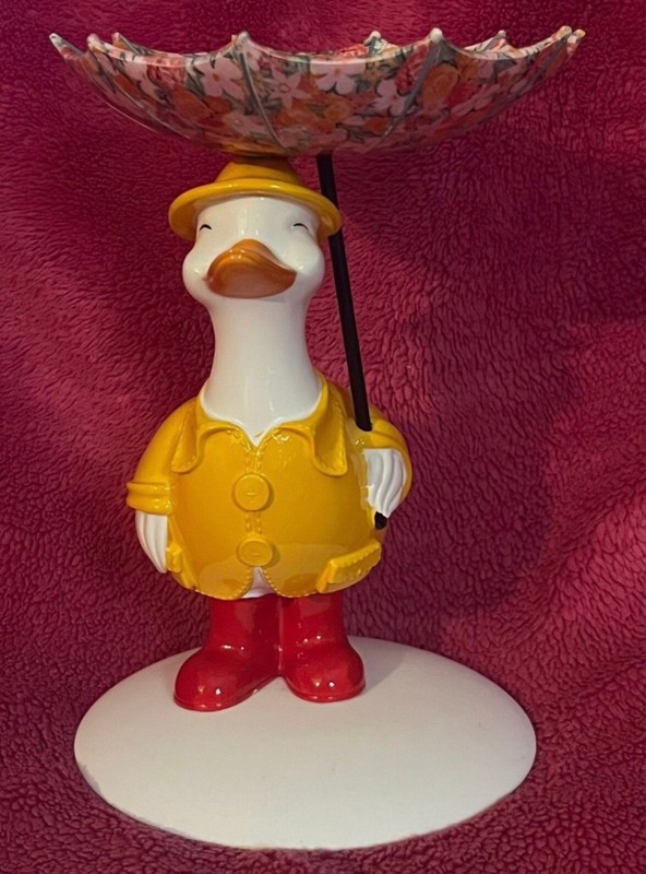 Bath & Body Works 8" Silly Goose w Floral Umbrella 3-wick Candle Holder Pedestal