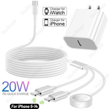 For iPhone Apple Watch 9 8 7 6 5 4 3 Magnetic Fast Charger Cable 20W USB C Block