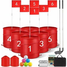 Golf Bucket Yard Game, 6 Hole Beach Golf Set with 2 Clubs, Portable Outdoor I...