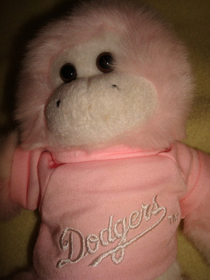 Los Angeles Dodgers Pink Monkey - Plush 15 inch Pink Chimp in a Dodgers Tshirt