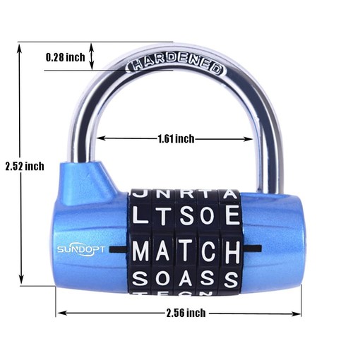 Gym Locker Lock,5 Letter Word Lock,5 Digit Combination Lock,Safety Padlock fo... - Picture 2 of 7