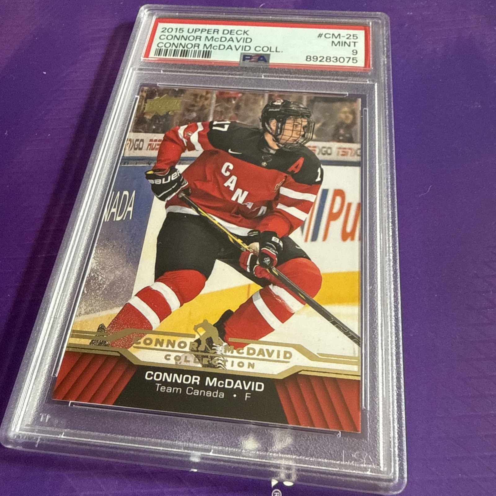2015 UPPER DECK CONNOR McDAVID COLLECTION #CM-25 RC PSA 9 view 3