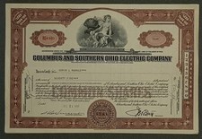 50 X Columbus and Southern Ohio Electric Company lata 50. mniej niż 100 akcji