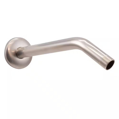 1/2 In. IPS X 10 In. round Wall Mount Shower Arm with Sure Grip Flange, Satin Ni