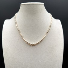Champagne Faux Pearl Graduated Necklace Ornate Box Clasp Bridal Classic Jewelry
