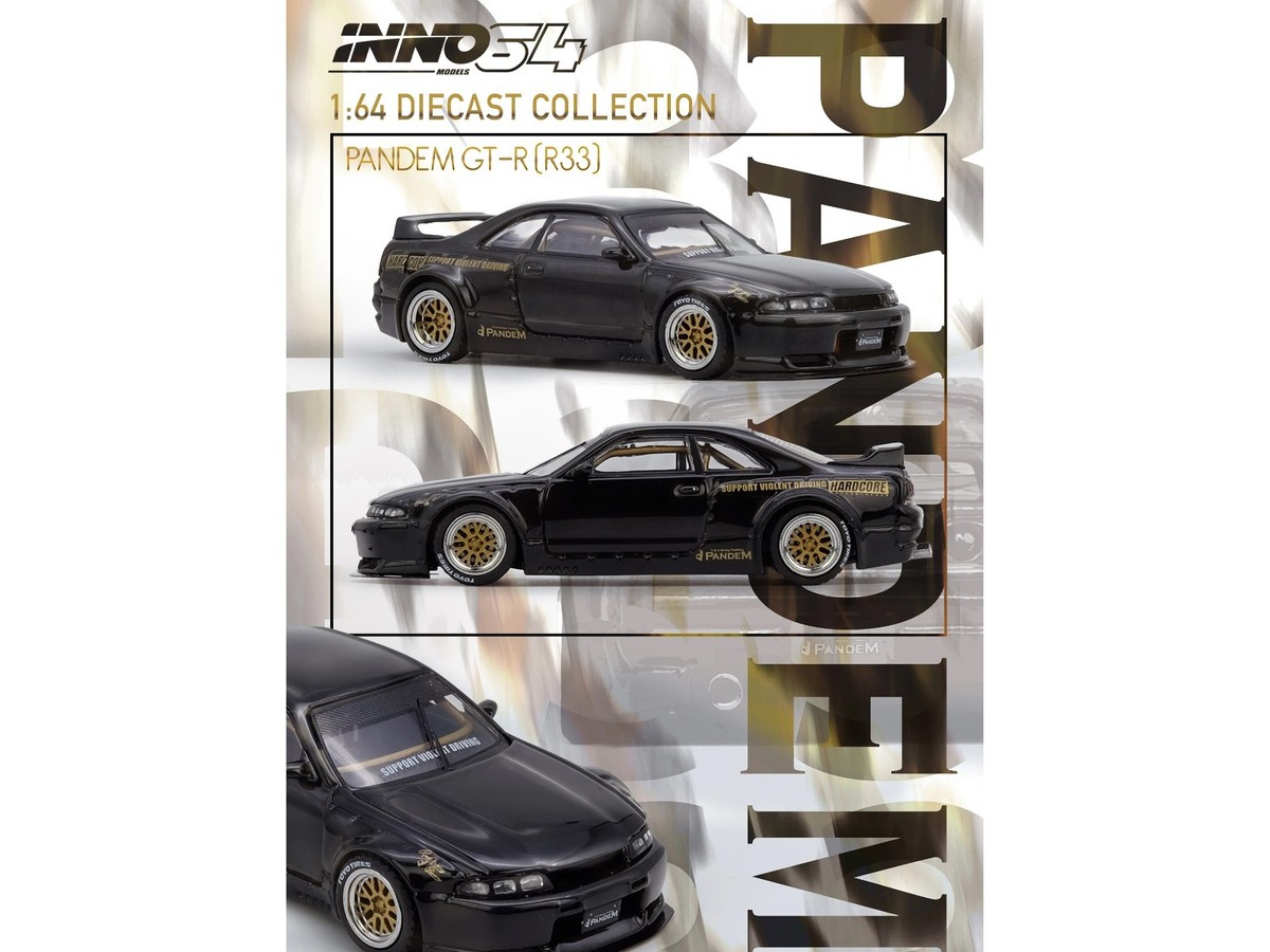 NISSAN SKYLINE GT-R (BCNR33) RHD BLACK 1/64 DIECAST BY INNO MODELS