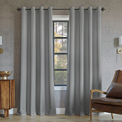 52''x63'' Sun Zero Blackout Oslo Theater Grade Grommet Curtain Panel Silver Gray
