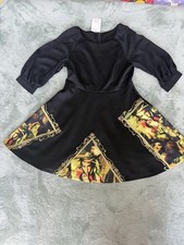 A-Line Party Dress – Women’s Puff Sleeve Fit &Flare with Artistic Graphic Print