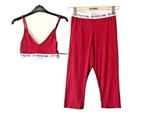 Pretty Little Thing Burgundy Short Leggings & Matching Tank Top Size 10