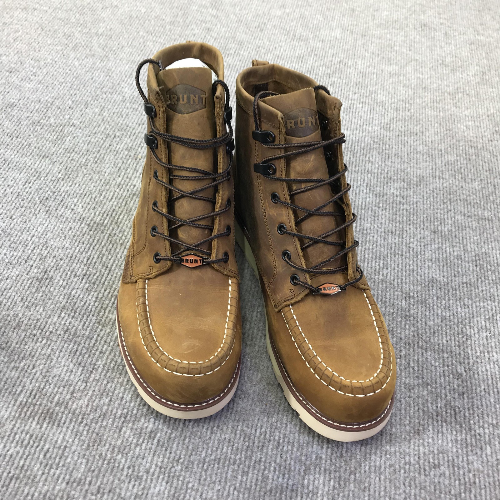 Brunt Marin Unlined Work Boots Mens Size 11 Brown Leather Moc Toe Soft Toe EH