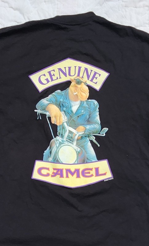 vtg Joe Camel T Shirt Mens XL Black Cigarettes Biker Motorcycle 90's Original 