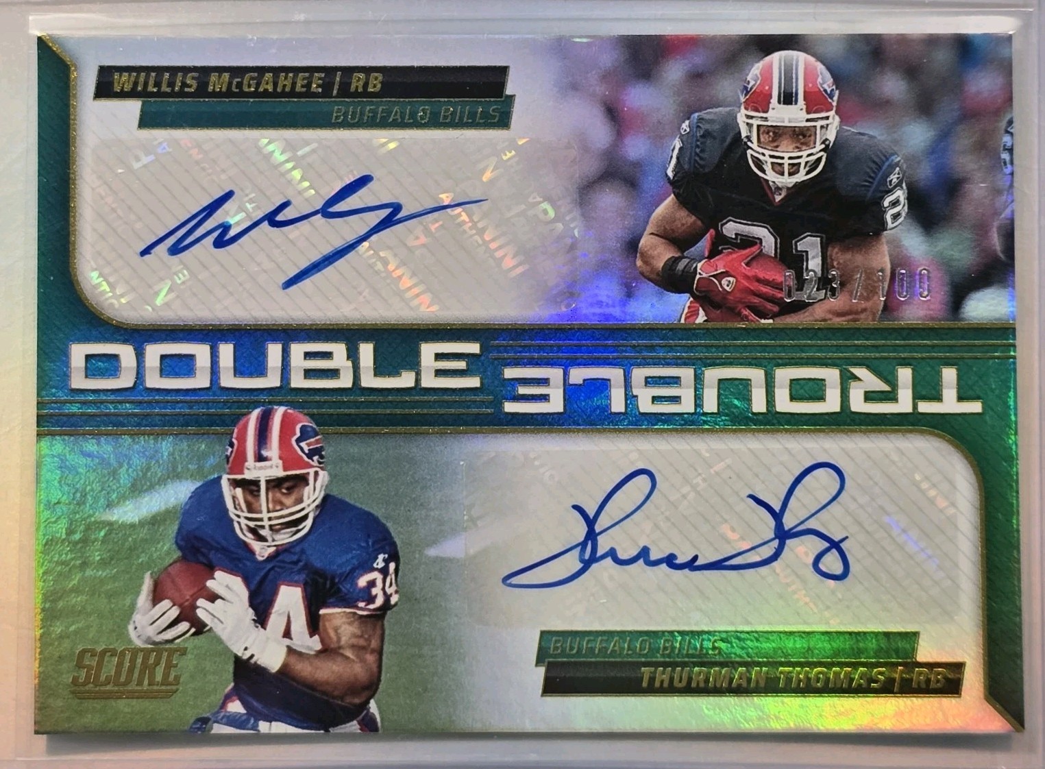 2025 Panini Score Double Trouble Dual Auto McGahee Thomas DT- WMTT /100