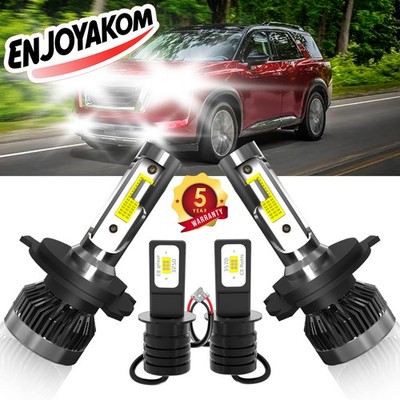 For Nissan Pathfinder 2000-2004 Car LED Headlight Hi/Low + Fog Lights Bulb 6000K