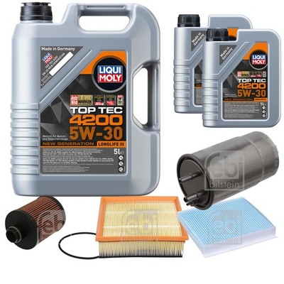 FEBI BILSTEIN Inspektionspaket 7L Liqui Moly Top Tec 4200 5W-30 für Fiat Doblo
