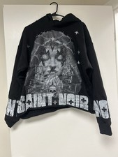 ROKU STUDIO SAINT NOIR  Black Graphic  Fleece Pullover Hoodie Gothic Sz S