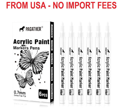 Acrylic White Paint Pens - 6 Pack 0.7mm Extra Fine White Paint Marker for Rock P