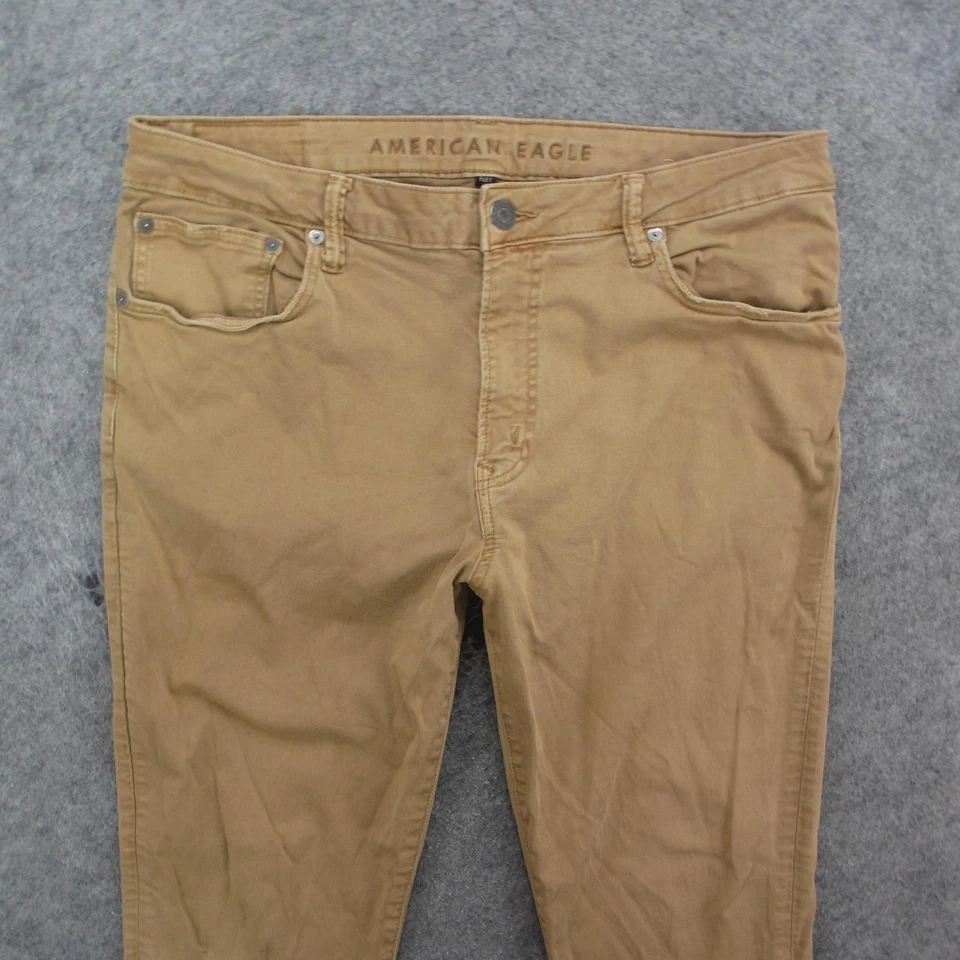 American Eagle Jeans Mens 34x30 Khaki Tan Skinny Flex Stretch Denim Pants - Image 2 of 4