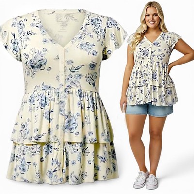 TORRID Super Soft Button Front Tiered Babydoll Top NWT Size 2X