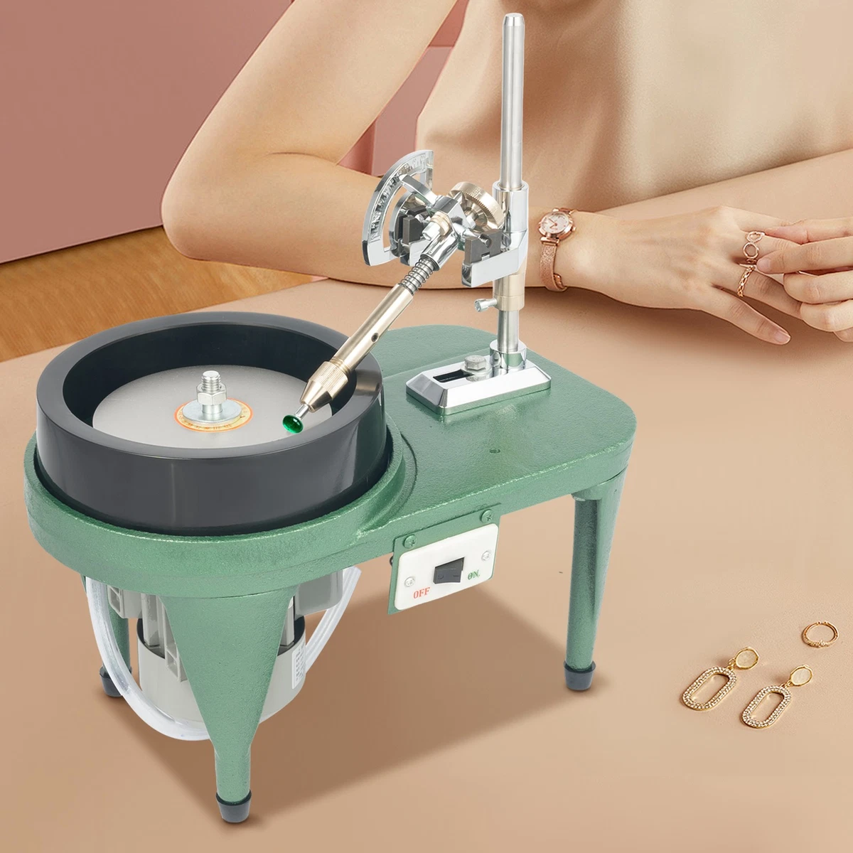 LAPOOH Jade Grinding Faceting Manipulator – Angle Locator For Gem Polishing Machine (Metal, Silver, DIY Use)