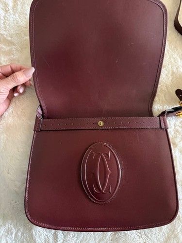Cartier Leather Shoulder Bag Must Bordeaux Women France 129403