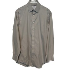 Charles Tyrwhitt Men's 15.5 34 Dress Shirt Grey Classic Fit Non-Iron Cotton