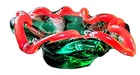 Vintage Murano Red & Green Sommerso Heavy Glass Bowl