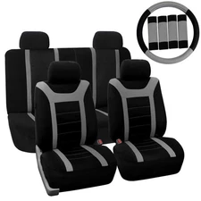 FH Group Universal Fit Car Seat Covers Full Set w/ Steering & Belt Pads Cover