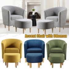 Tub Chair Armchair Boucle Club Chair for Living Dining Room Reception Ottoman UK