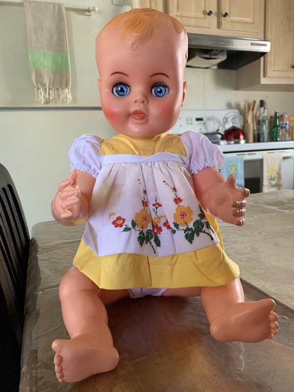 VTG Baby Doll  #1200 Molded Hair 18 In  1958 Sleep Eyes New VTG Dress Set Read