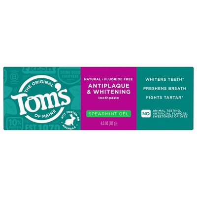 Spearmint Antiplaque Whitening Toothpaste for Fresh Breath, 4 oz Tube Pack