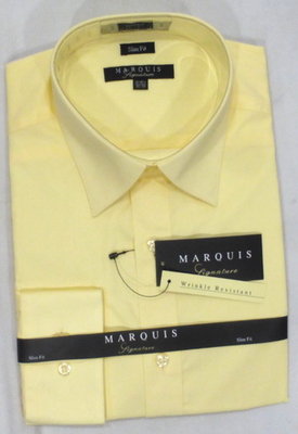 MARQUIS Signature Mens Slim Fit Wrinkle Resistant Dress Shirt, Yellow,  Var., NEW | eBay